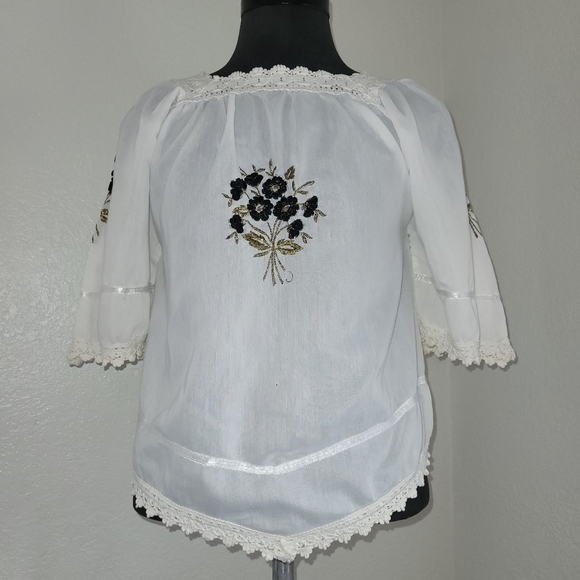 Vintage Modus Vivendi Cottagecore Embroidered Woman's Top Made In Greece No Sz - Picture 1 of 1